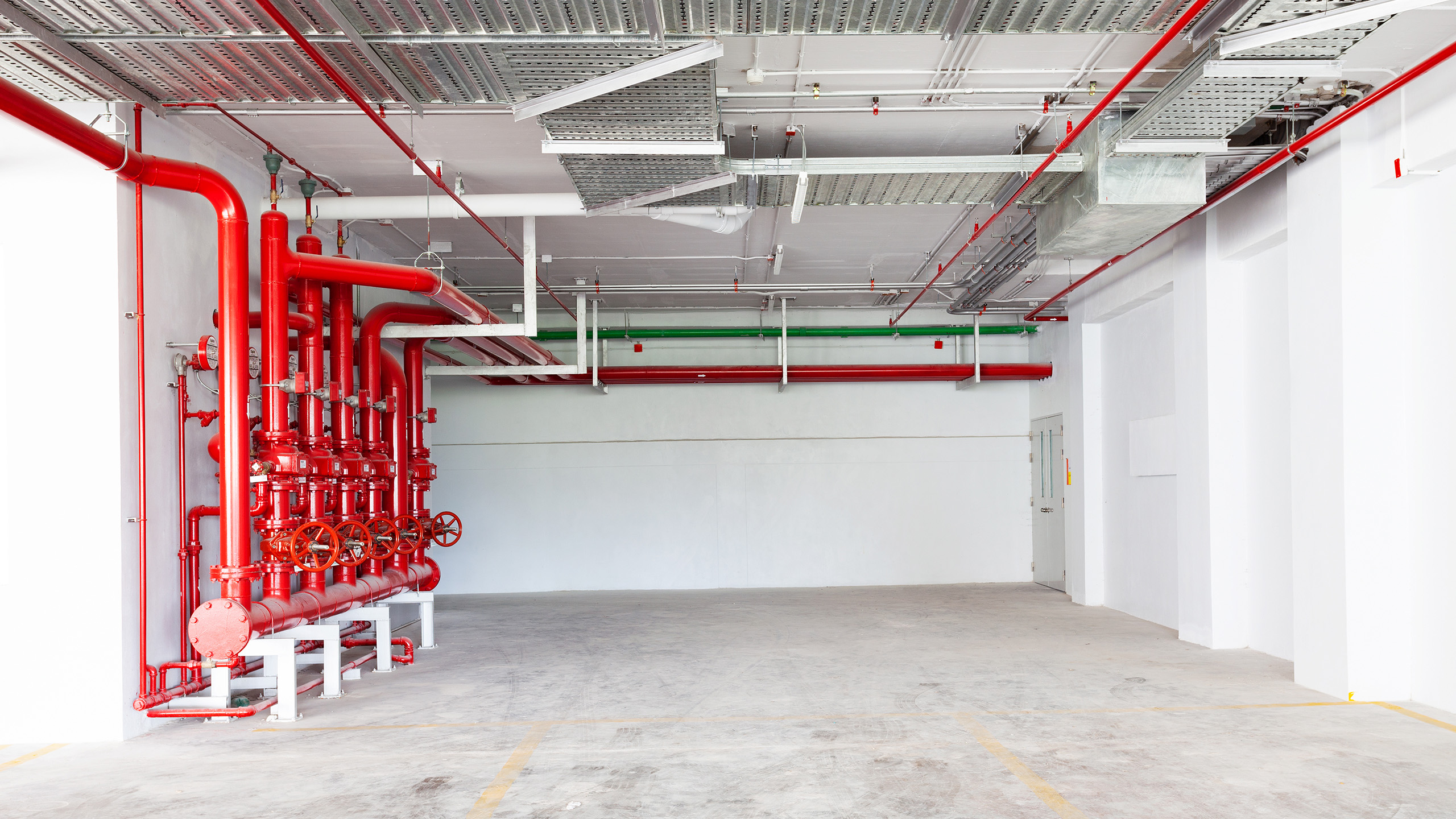 Commercial building fire suppression sprinkler and fire protection system